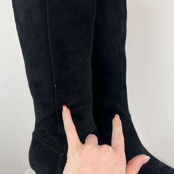 Steve Madden Leyna Black Suede Western Inspired Kitten Heel Tall Boots (Sz 6) - Picture 7 of 14